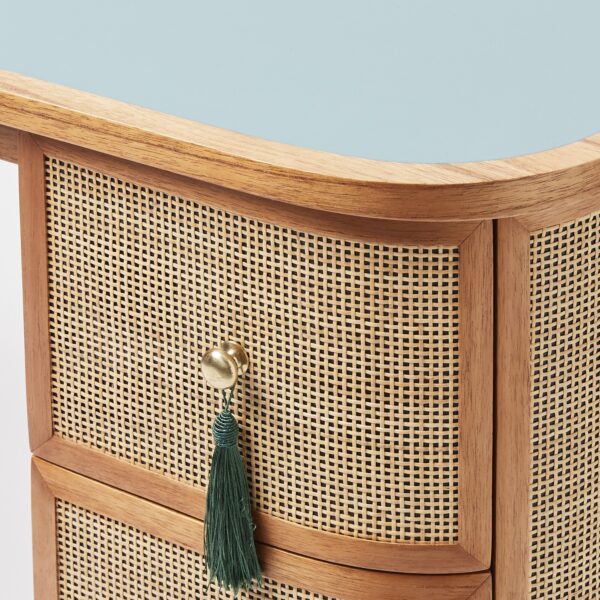 Rattan Teal Blue Desk & Dressing Table - Image 4
