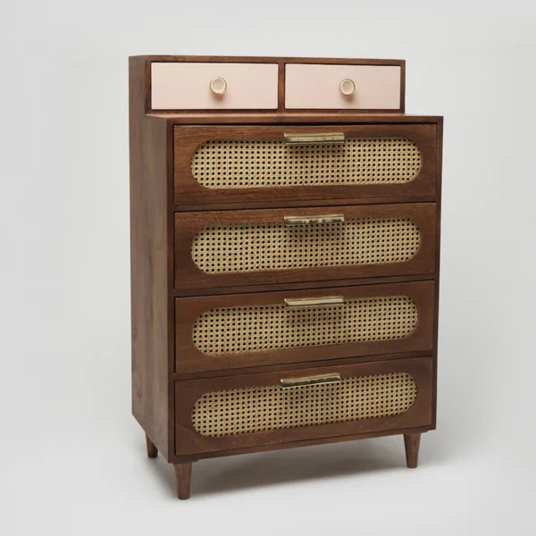Rattan Solid Wood Tall Chest of Drawer - Image 2