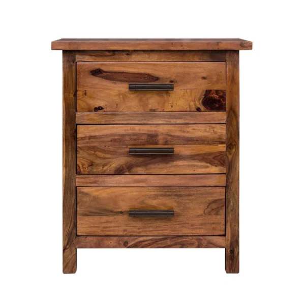 Sheesham Wood Bedside Table with 3 Drawers