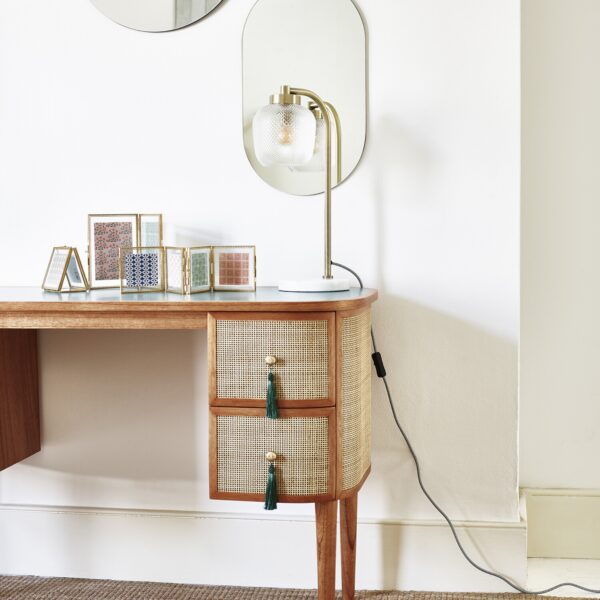 Rattan Teal Blue Desk & Dressing Table - Image 2