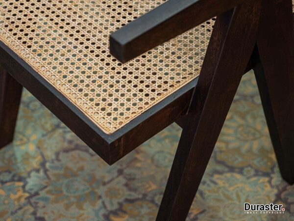 Chandigarh Sheesham Wood Rattan Armchair Dark Walnut - Image 3