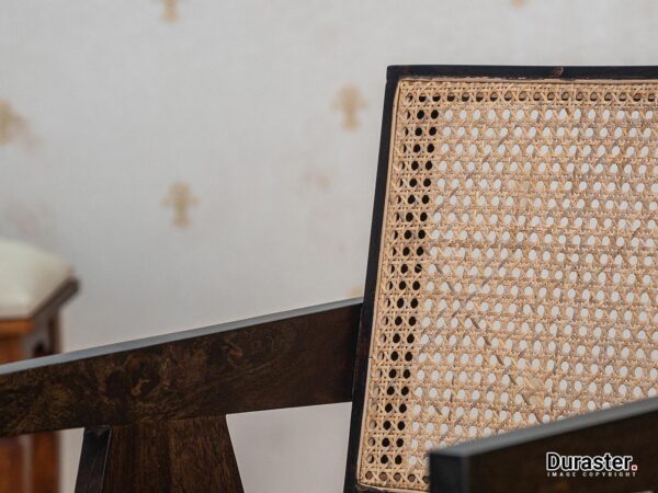 Chandigarh Sheesham Wood Rattan Armchair Dark Walnut - Image 2