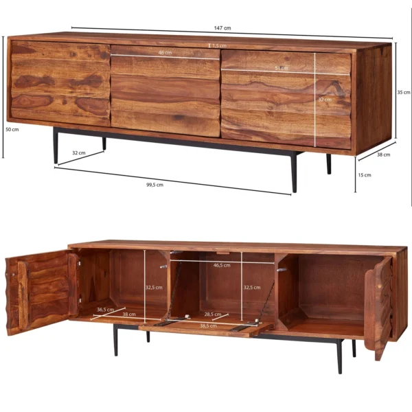 Caen Solid Wood Tv Cabinet Iron Base - Image 3
