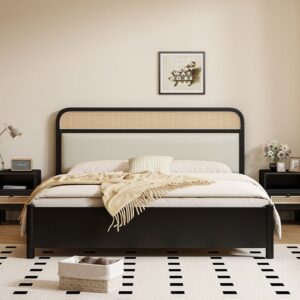 Modern Minimalist Bed with Woven Headboard